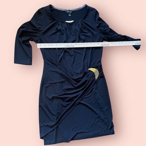 Thalia Sodi Black Sheath Dress 3/4 Sleeve Crew Neck - Picture 5 of 8